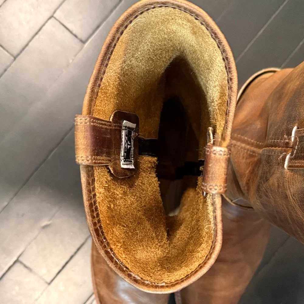 Frye Brown Leather Harness Cowboy Boots MENS SIZE 11 - Picture 9 of 11
